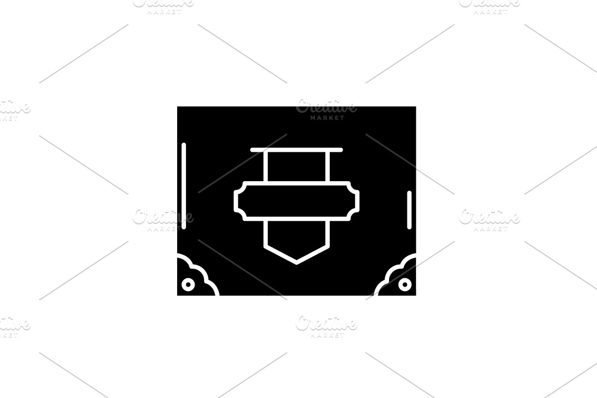 Vintage suitcase black icon, vector in Illustrations - product preview 8