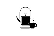 Kettle and tea mug black icon