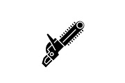 Chainsaw black icon, vector sign on