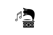 Gramophone black icon, vector sign