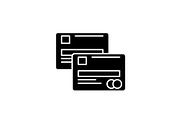 Cash cards black icon, vector sign
