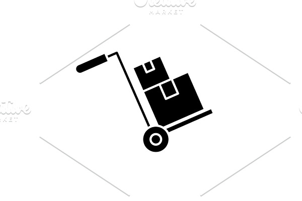 Bulky delivery black icon, vector