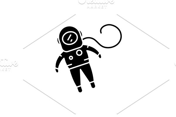 Cosmonaut black icon, vector sign on