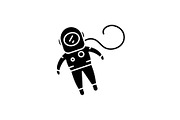 Cosmonaut black icon, vector sign on