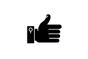 Hand with thumb up black icon