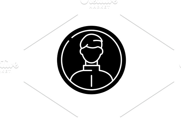 Business profile black icon, vector