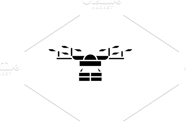 Drone black icon, vector sign on