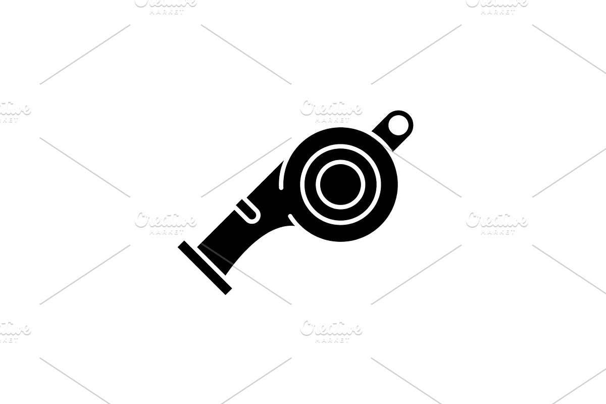 Whistle black icon, vector sign on in Objects - product preview 8