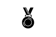Medal winner black icon, vector sign