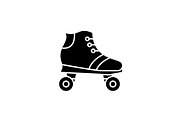 Roller skates black icon, vector