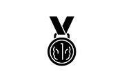 Medal first place black icon, vector