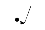 Golf club black icon, vector sign on