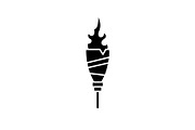 Sports torch black icon, vector sign