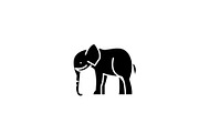Indian elephant black icon, vector