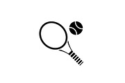 Tennis racket black icon, vector
