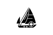 Sailboat black icon, vector sign on