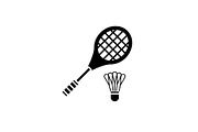 Badminton racket black icon, vector