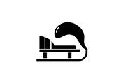 Winter sled black icon, vector sign