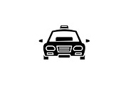 Taxi black icon, vector sign on