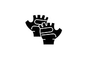 Sport gloves black icon, vector sign