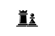Chess pieces rook and pawn black