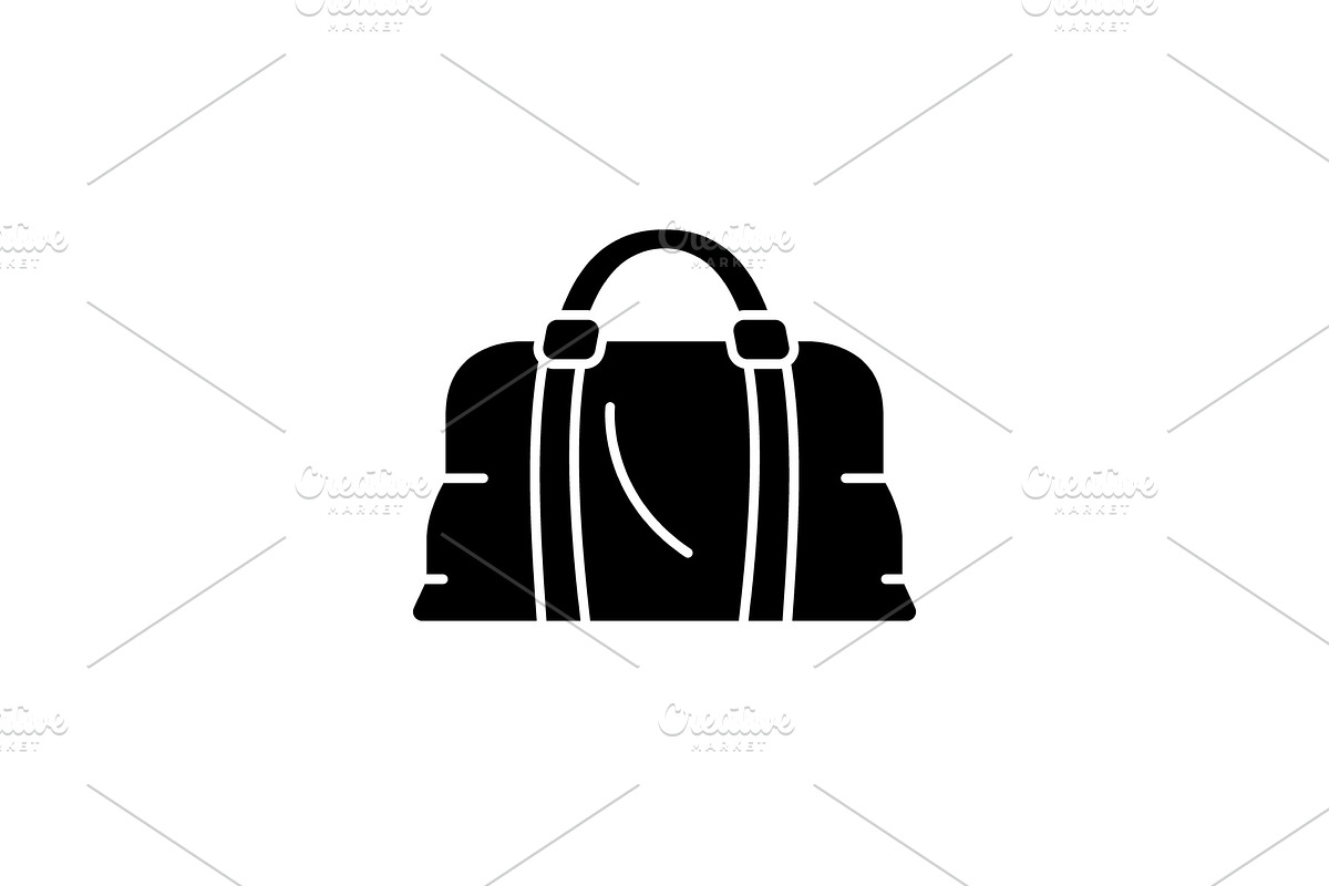 Leather bag black icon, vector sign in Illustrations - product preview 8
