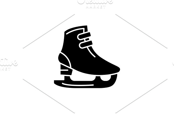 Ice skates black icon, vector sign