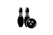 Bowling black icon, vector sign on