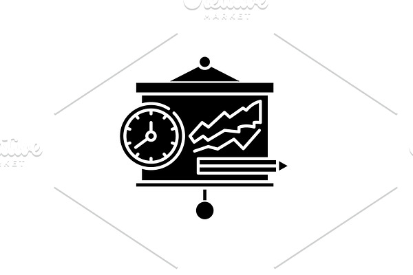 Presentation black icon, vector sign