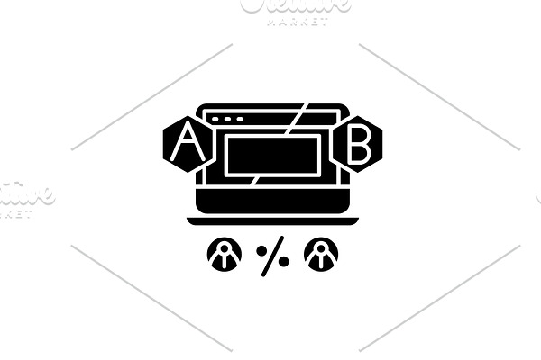 Ab testing black icon, vector sign