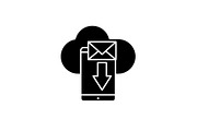 Mobile letter black icon, vector