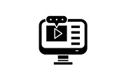 Video lessons black icon, vector