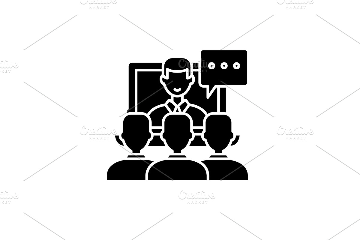 Online lecture black icon, vector in Illustrations - product preview 8