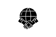Global partnership black icon