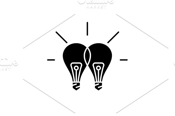 Creative synergy black icon, vector