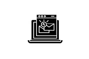 Email marketing black icon, vector