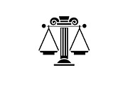 Judicial system black icon, vector