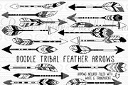 Doodle Tribal Feather Arrows Clipart
