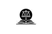 Legal code black icon, vector sign