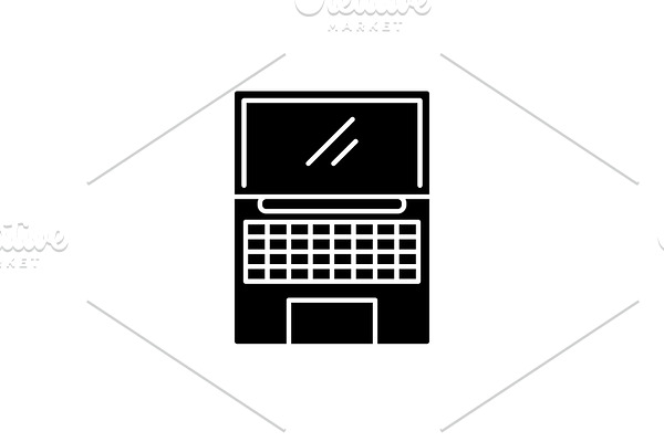 Netbook black icon, vector sign on
