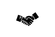 Shake hands black icon, vector sign