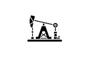 Oil industry black icon, vector sign