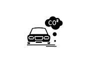 Motor vehicle pollution black icon