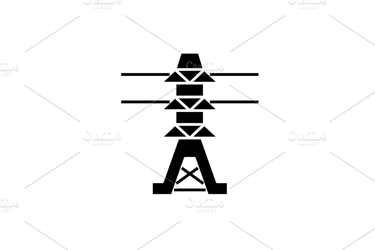 Power lines black icon, vector sign in Illustrations - product preview 8