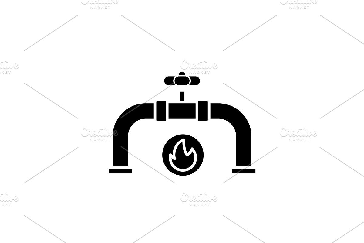 Gas pipeline black icon, vector sign in Illustrations - product preview 8