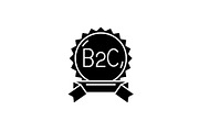 B2c black icon, vector sign on