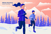Winter Running - Vector Illustration