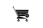 Online shopping black icon, vector