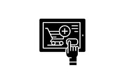 Shop online black icon, vector sign