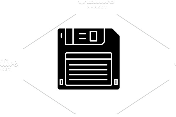 Diskette black icon, vector sign on